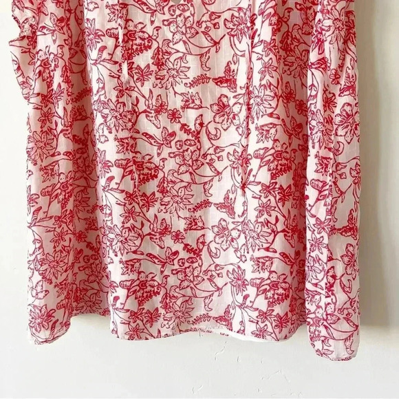Parker Red and White Floral Exie Blouse Short Sleeve XL - Picture 5 of 11